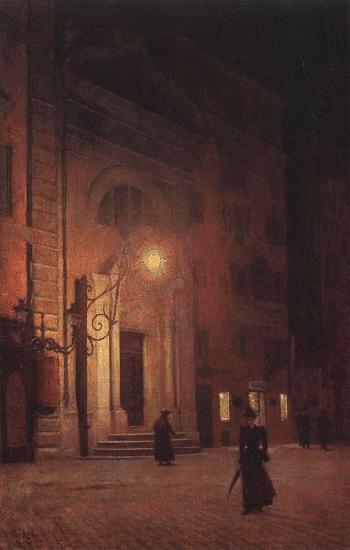 unknow artist Street at night oil painting image